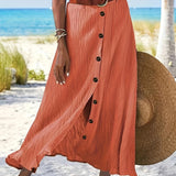 Long semi-sheer skirt with a slit