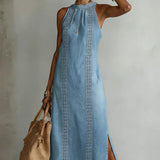 Denim Dress with Retro Lace Júlia