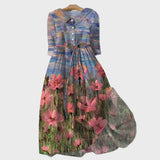 Impressionistic patterned dress