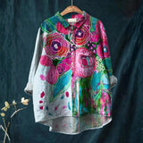 Elda - Casual shirt with a vintage floral pattern