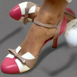 Colorful knotted strappy sandals, round toe