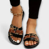 Jenevra - Leopard print cross-strap sandals