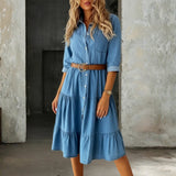 Bárbara - Elegant Denim Dress