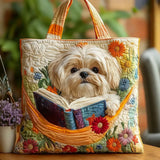 Umjetnička torba Shih Tzu s knjigama i cvijećem