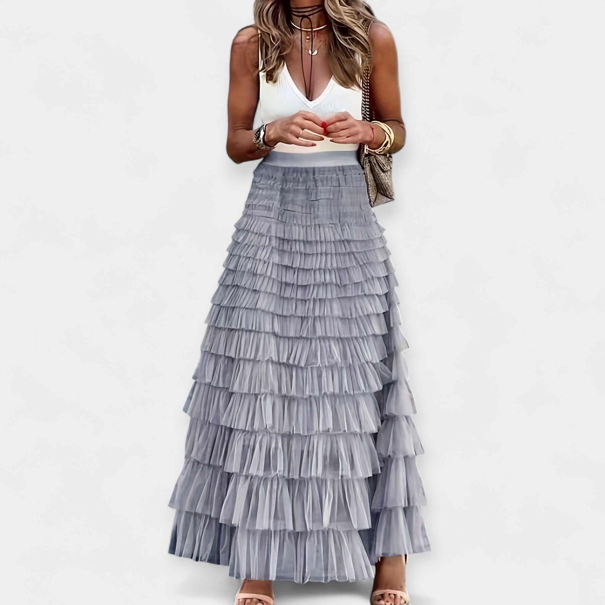 Boho skirt with satin finish