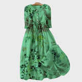 Green floral print dress
