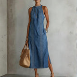 Denim Dress with Retro Lace Júlia