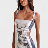Sparkle silver evening dress