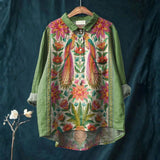 Vintage Casual Flower Bird Shirt