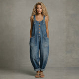 Leila - Modern Denim Jumpsuit with Pockets