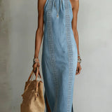 Denim Dress with Retro Lace Júlia