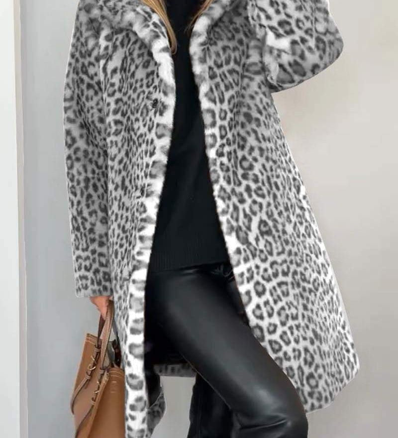 Long leopard print coat