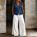 Denim top s V-izrezom