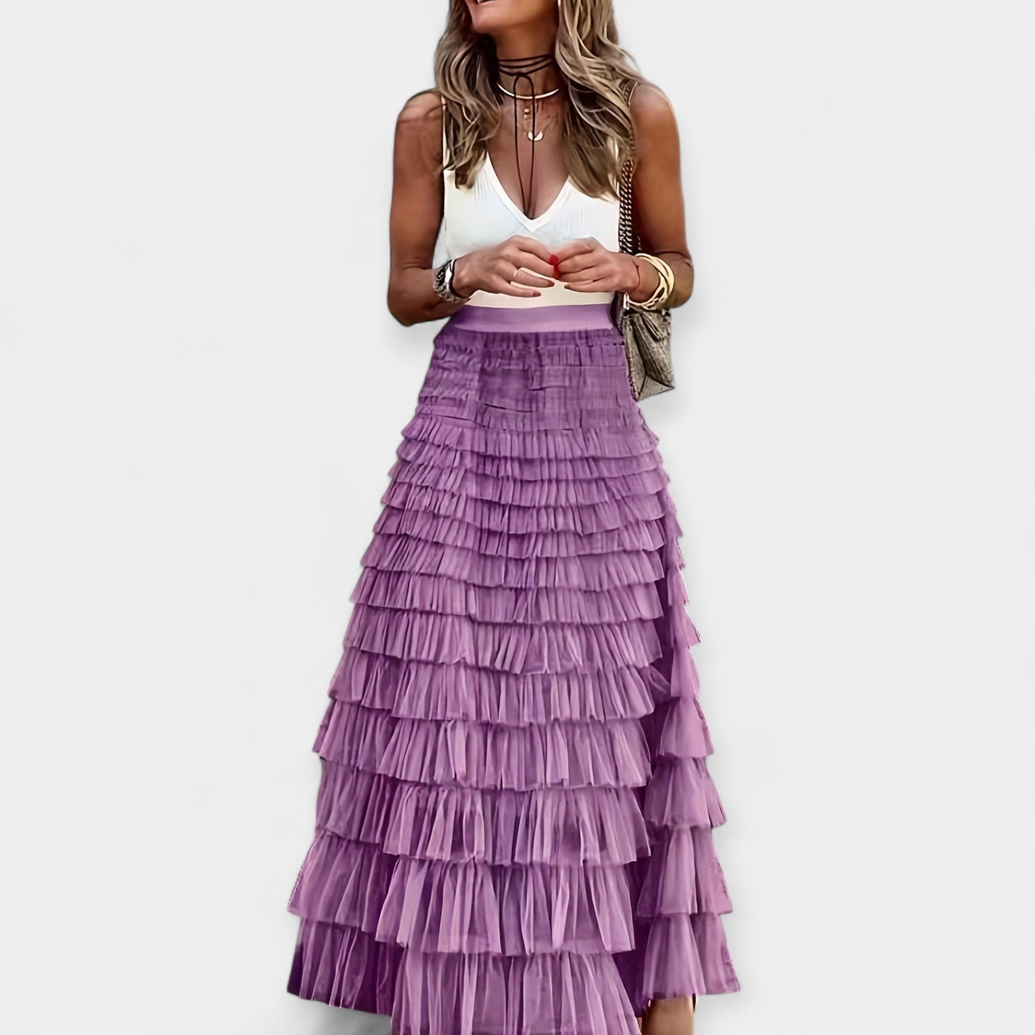Boho skirt with satin finish