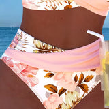 Contrast floral bikini with slit
