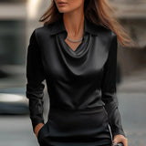 Luxury satin blouse with a subtle cut-out Inês