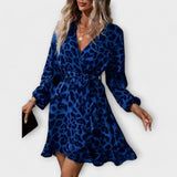 Leopard print dress with belt