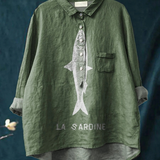 Sofia - Sardine print casual shirt