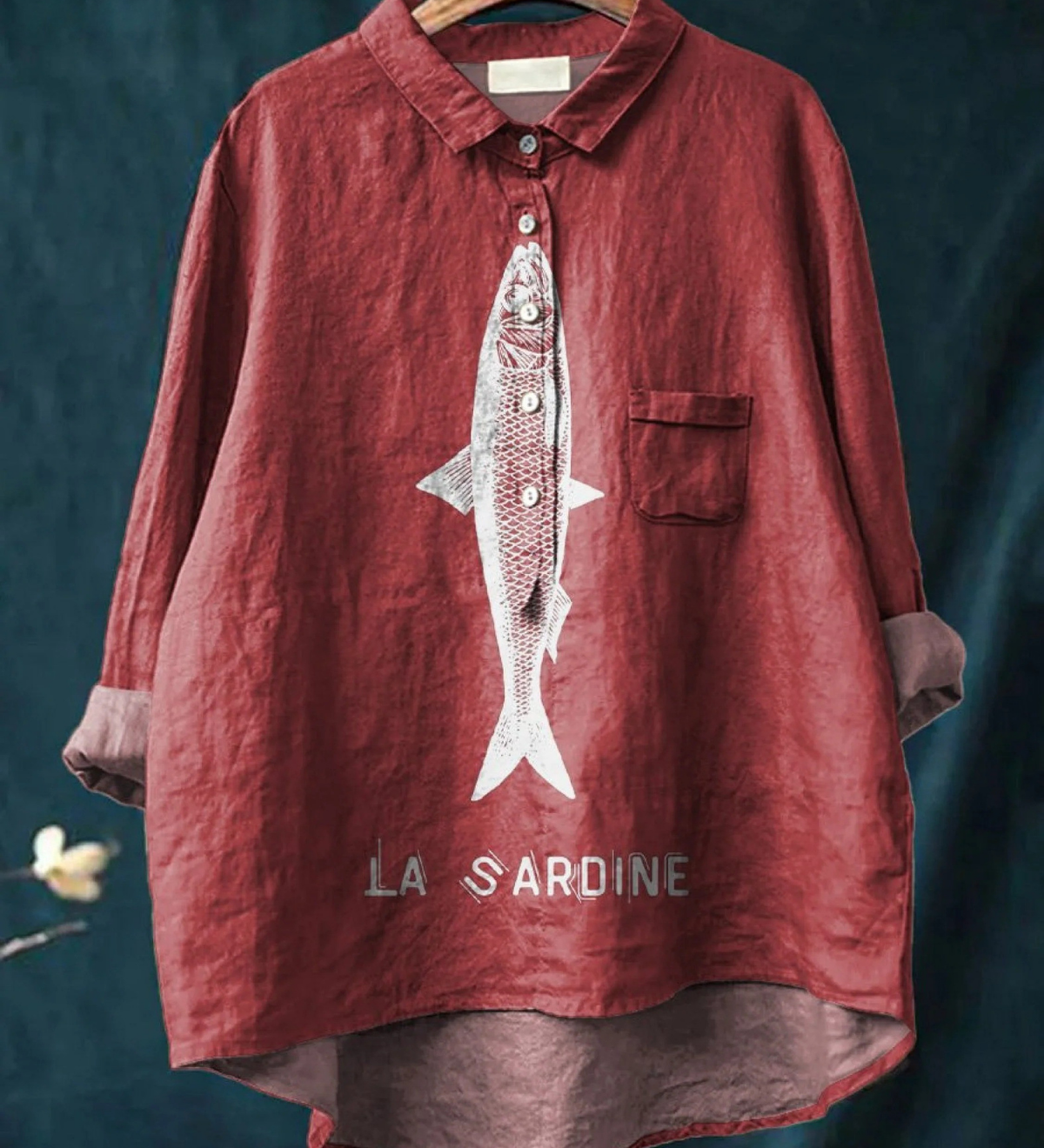 Sofia - Sardine print casual shirt
