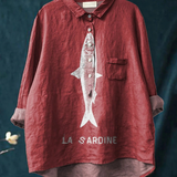 Sofia - Sardine print casual shirt
