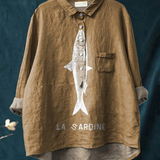 Sofia - Sardine print casual shirt