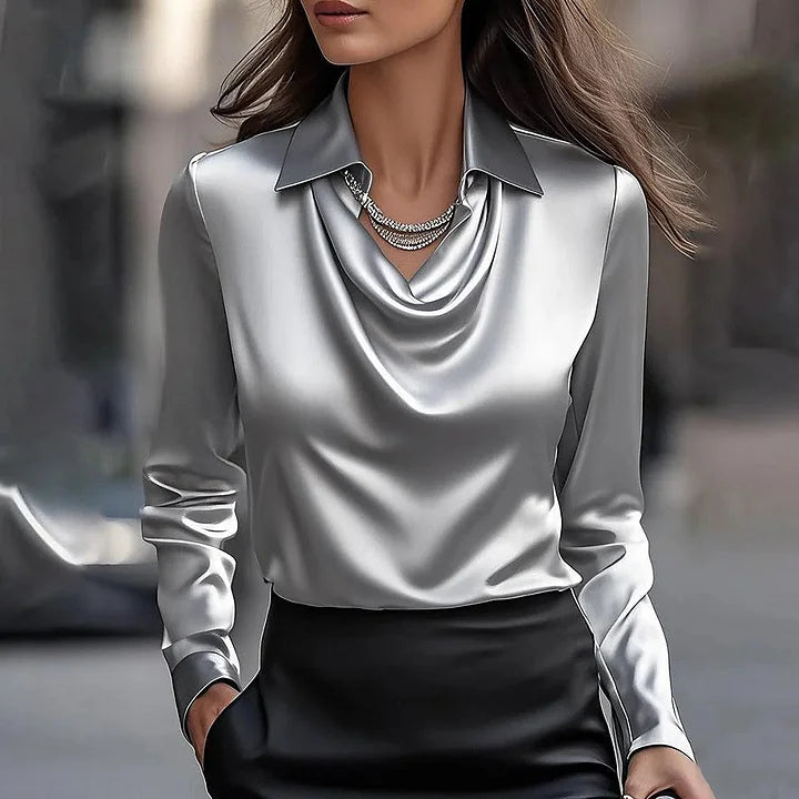 Luksuzna saten bluza s blagim izrezom Inês