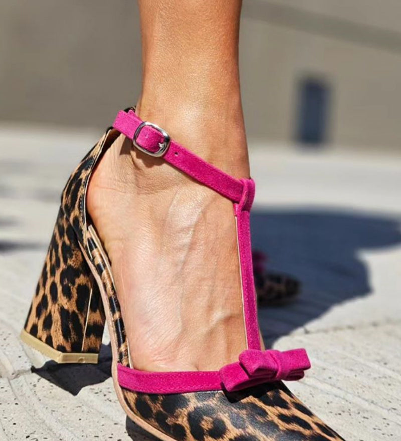 Green leopard print sandals with colourful details