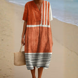 Selene Terracotta Graphic Stripe Dress