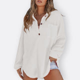 Lightweight tunic with V-neck and buttons