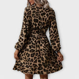 Leopard print dress with belt