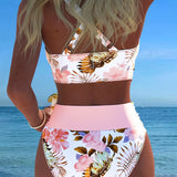 Contrast floral bikini with slit
