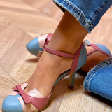 Colorful knotted strappy sandals, round toe