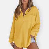 Lightweight tunic with V-neck and buttons
