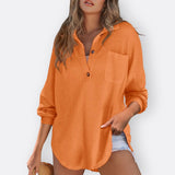 Lightweight tunic with V-neck and buttons