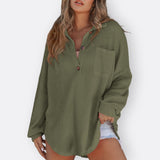 Lightweight tunic with V-neck and buttons