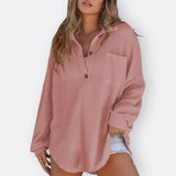 Lightweight tunic with V-neck and buttons