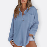 Lightweight tunic with V-neck and buttons