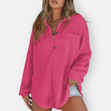 Lightweight tunic with V-neck and buttons