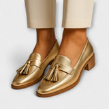 Women's gold loafers