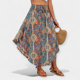 Midi skirt with floral print and high waist