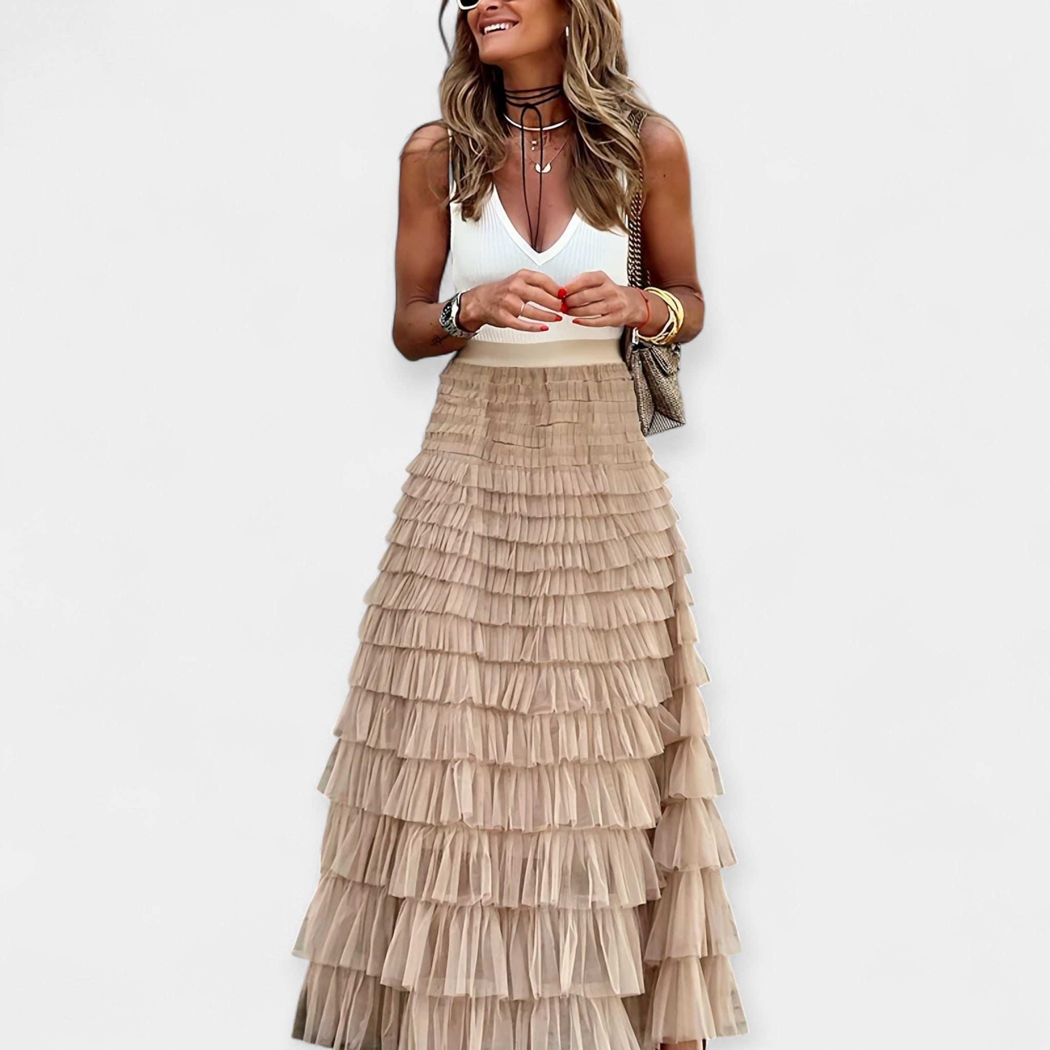 Boho skirt with satin finish