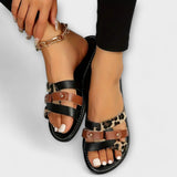 Jenevra - Leopard print cross-strap sandals