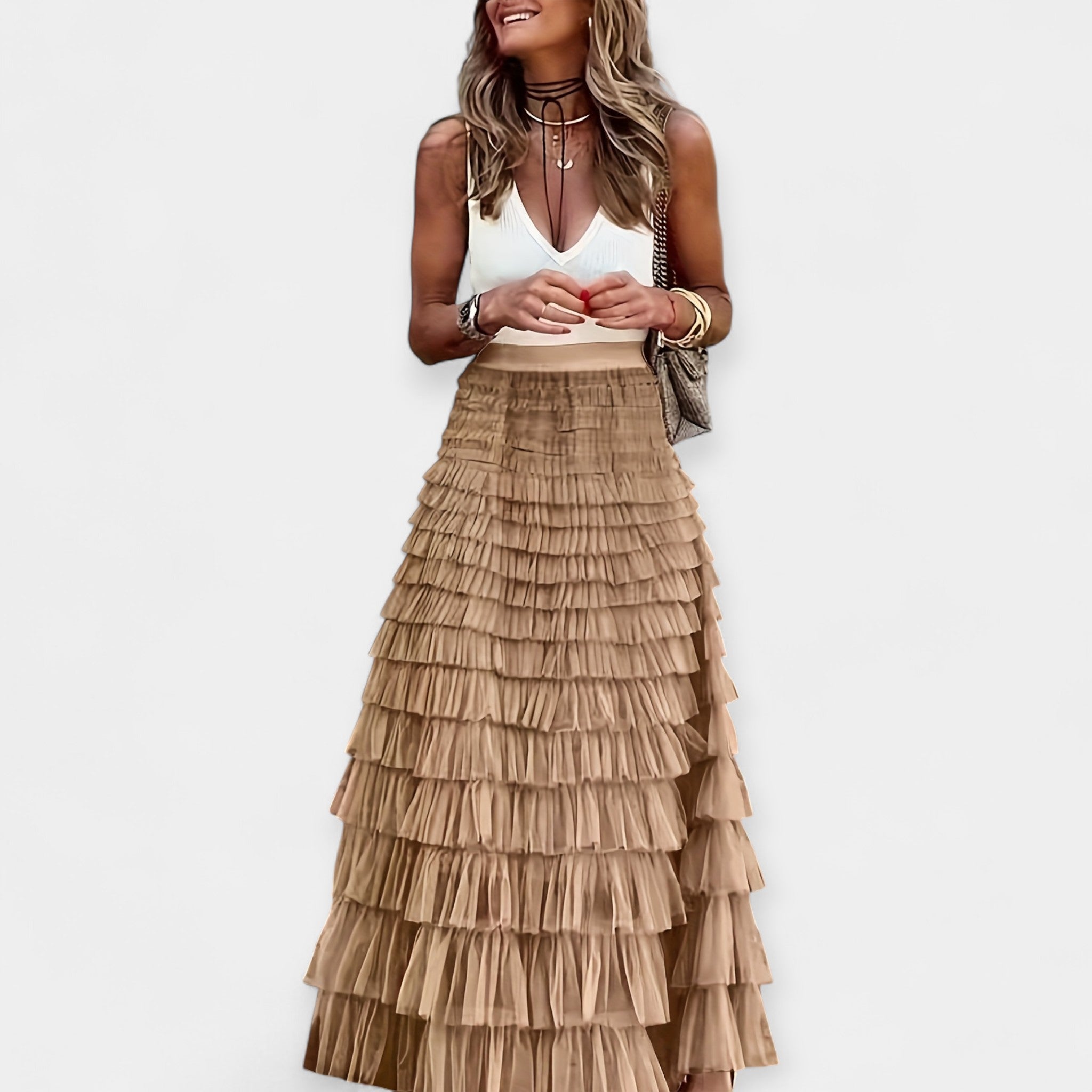 Boho skirt with satin finish