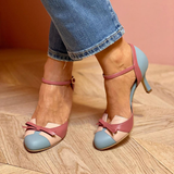 Colorful knotted strappy sandals, round toe