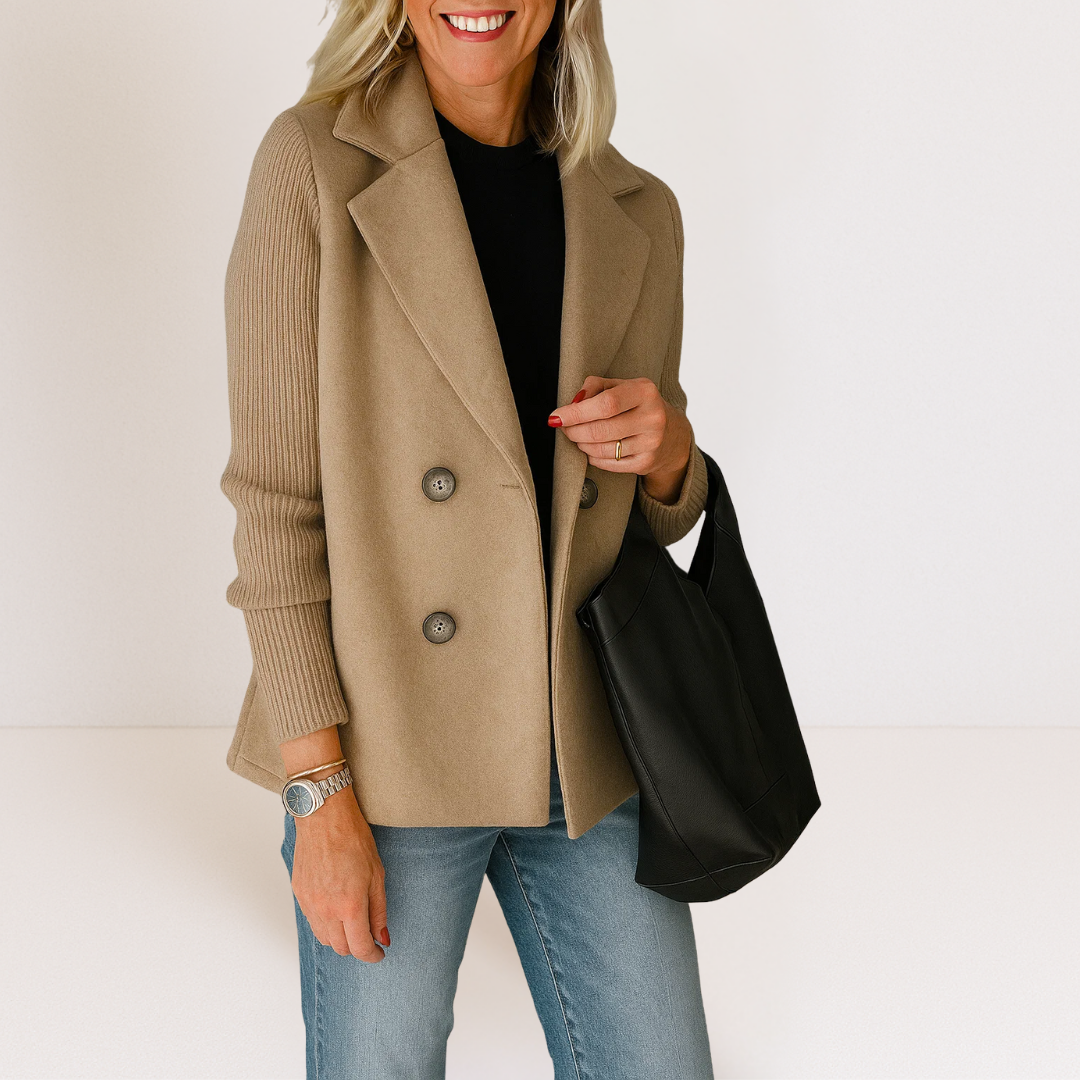 Marta - Elegant coat with mesh sleeves