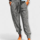 Leopard print wide-leg trousers