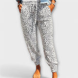 Leopard print wide-leg trousers