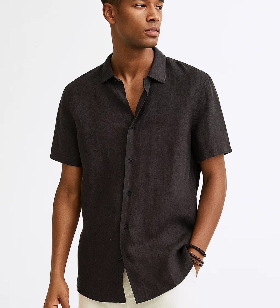 Button-down shirt, open collar