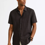Button-down shirt, open collar