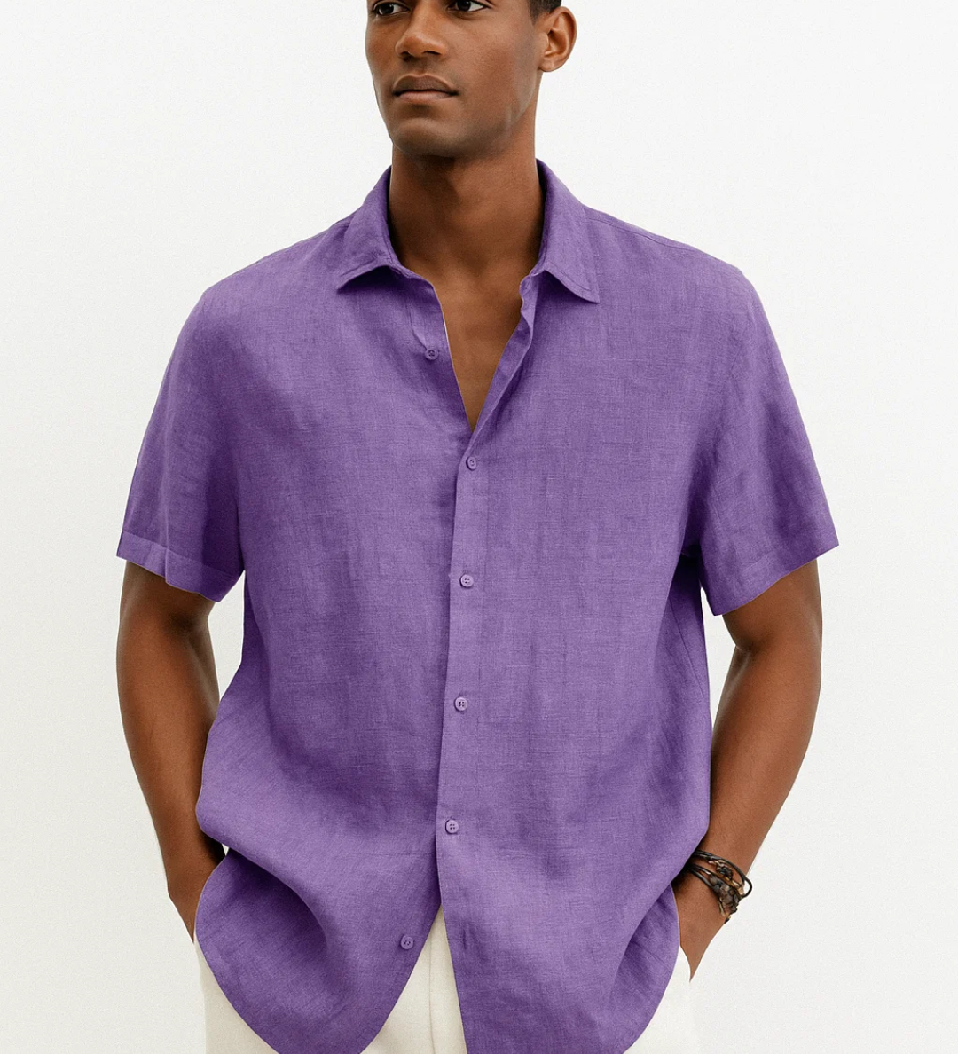 Button-down shirt, open collar